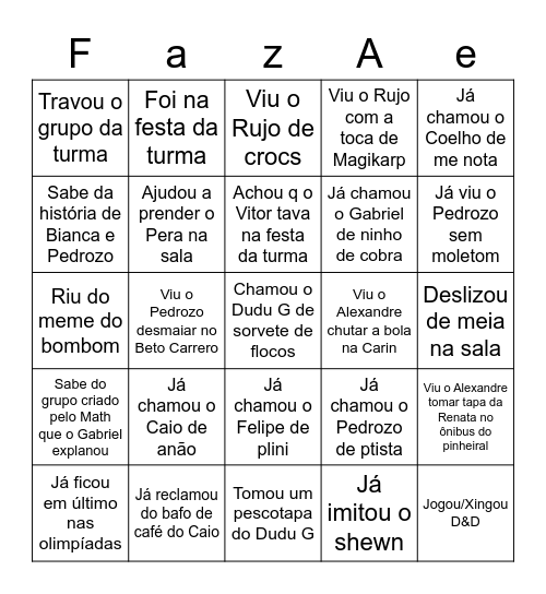 Bingo do chikero (9ºE) pt.2 by <3 Loli Bingo Card