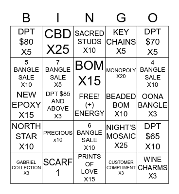 NOVEMBER WEEK ONE!! Bingo Card