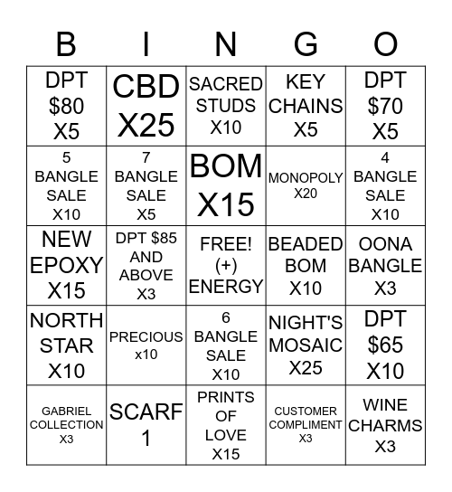 NOVEMBER WEEK ONE!! Bingo Card