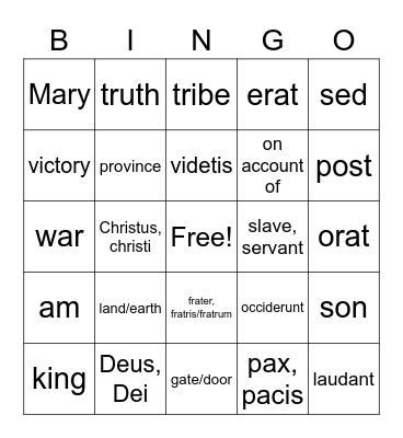 Vocab henle lessons 1-3 Bingo Card