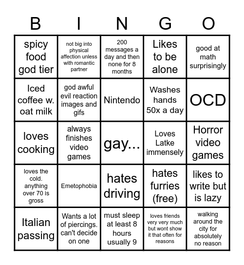 Dan bingo Card