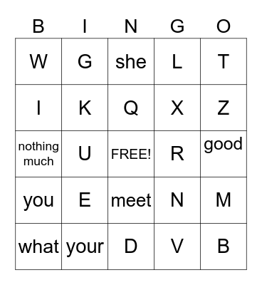 ASL ABC BINGO Card