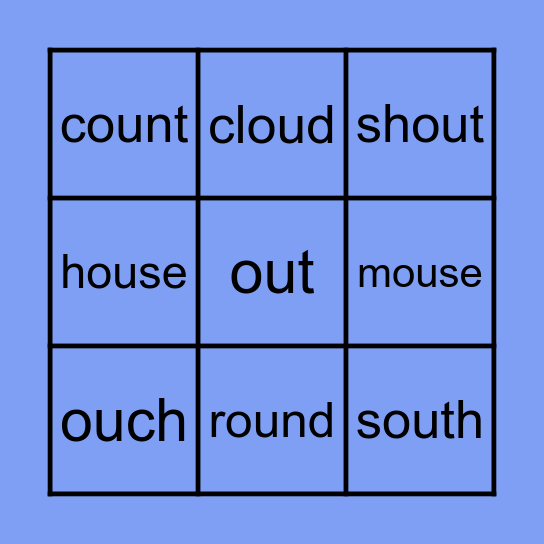 'ou' words Bingo Card