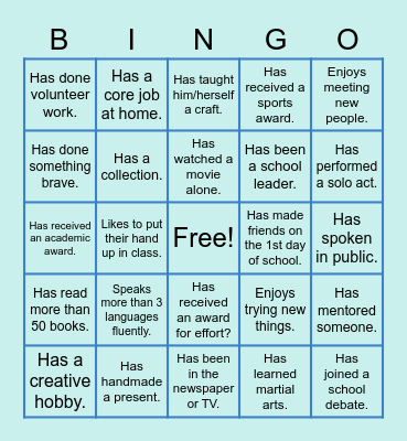 Leadership Qualities Bingo Card