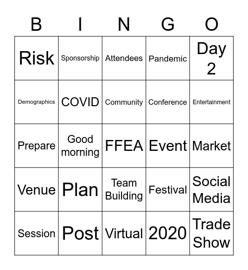 FFEA Virtual Conference Bingo Card