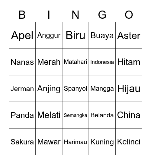 HONGSEZU Bingo Card