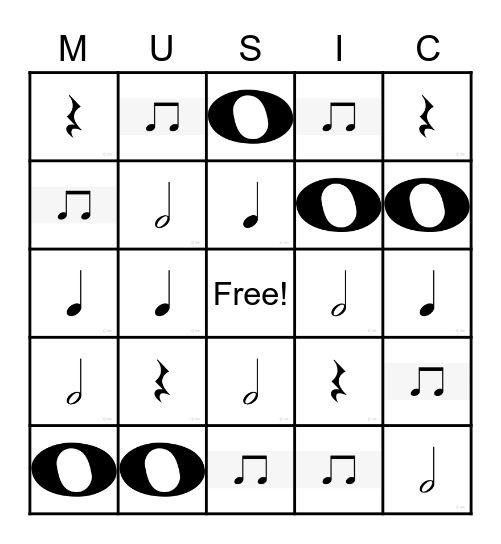 Rhythm Bingo! Bingo Card