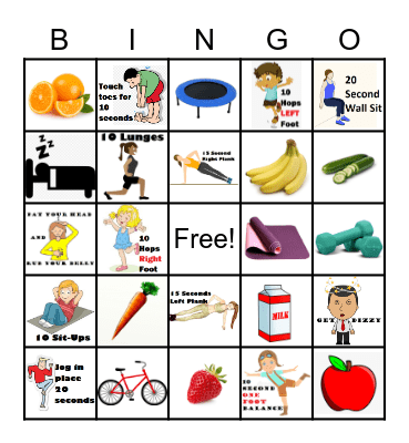 Fitness bingo Card