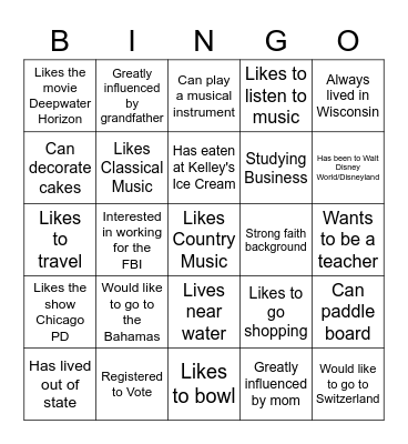 People Bingo Card