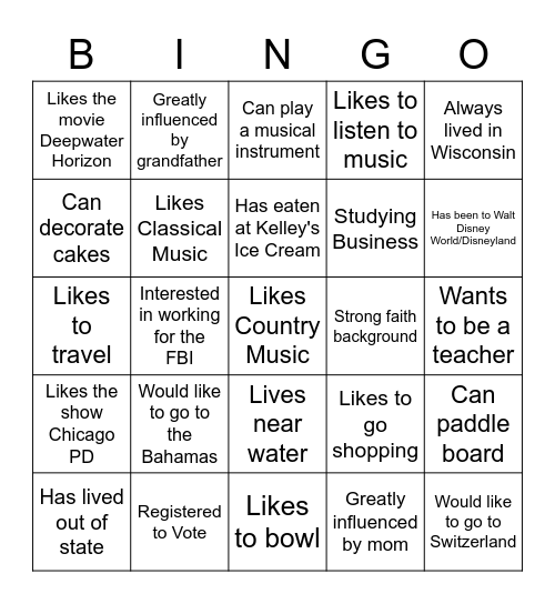 People Bingo Card