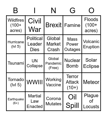 2020 BINGO Card