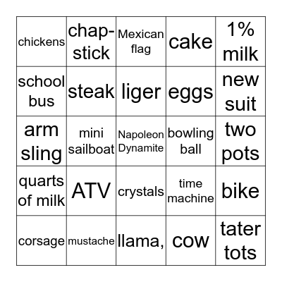 Camas County Senior Center Movie Bingo Card