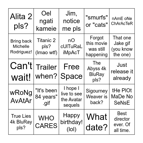 @officialavatar Replies Bingo Card