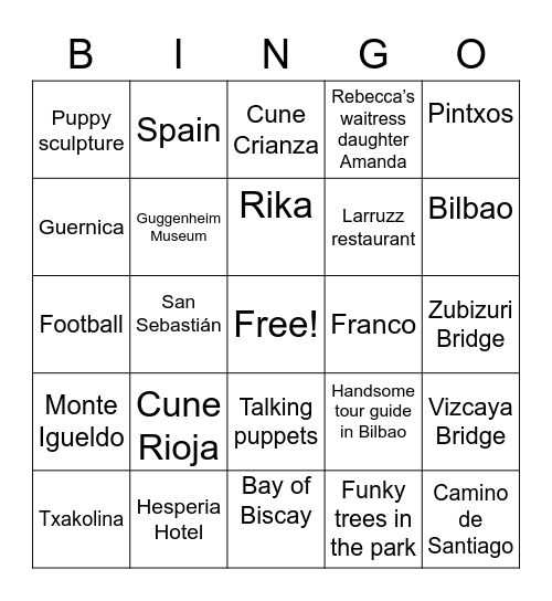 Basque Bingo Card