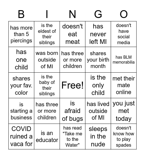 Find someone who... Bingo Card