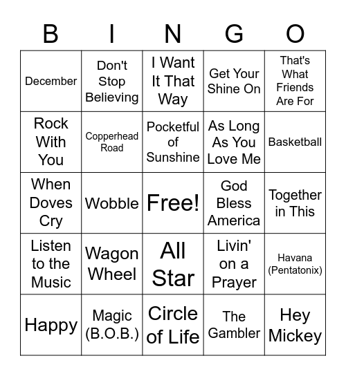 Music Magic BINGO Card