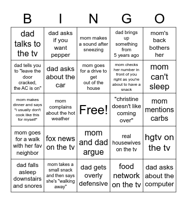 living at home: bingo! Bingo Card
