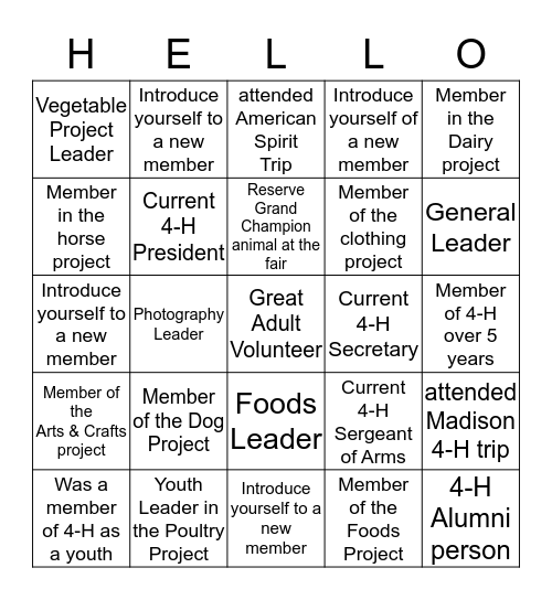 Let's Get To Know Each Other Bingo Card