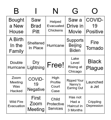 Wednesday Friends Day Bingo Card