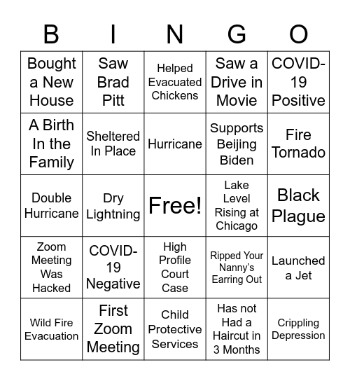 Wednesday Friends Day Bingo Card