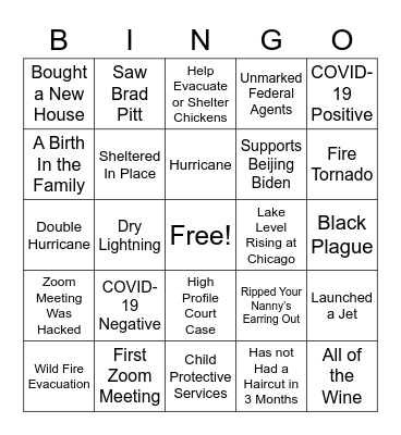 Wednesday Friends Day Bingo Card