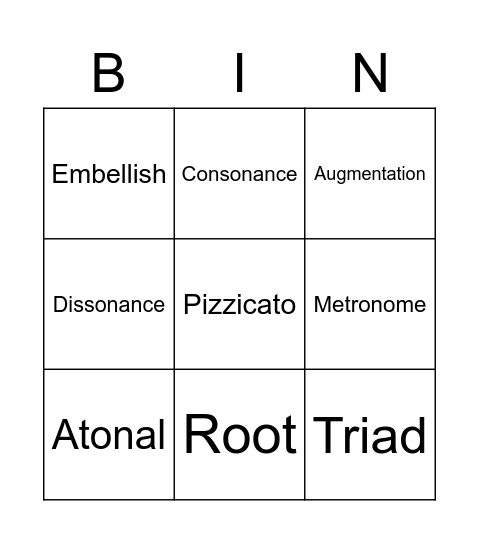 Vocabulary 2B Bingo Card