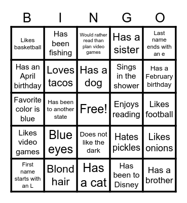 Back to school BINGO Card