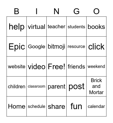 Back to School Fun Friday! Bingo Card