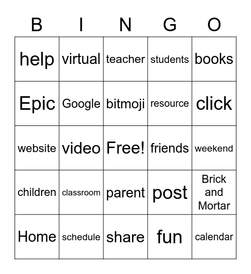 Back to School Fun Friday! Bingo Card