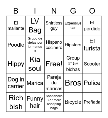 Gente Bingo Card