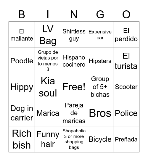 Gente Bingo Card