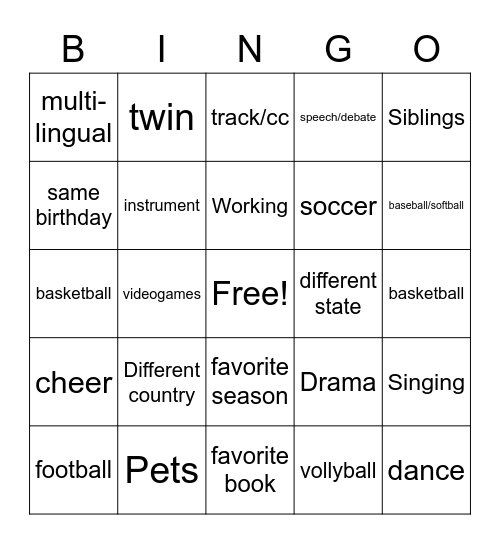 Community BINGO Card