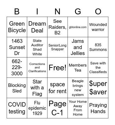 News Worthy Bingo Card