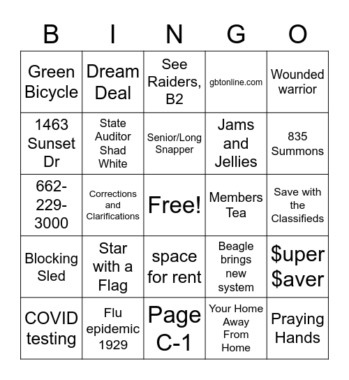News Worthy Bingo Card