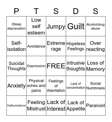 Pyschology Bingo Card