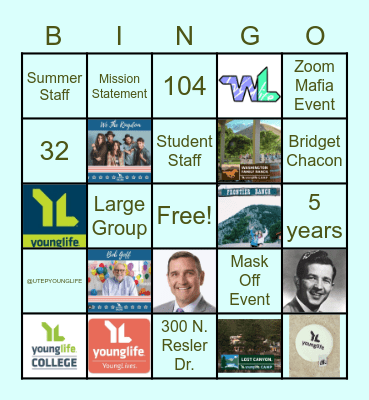 Young Life Bingo Card