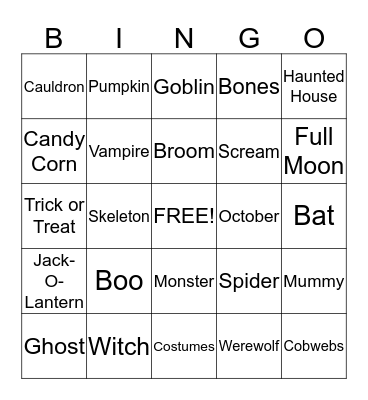 Boo BINGO Card