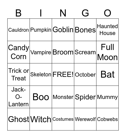 Boo BINGO Card