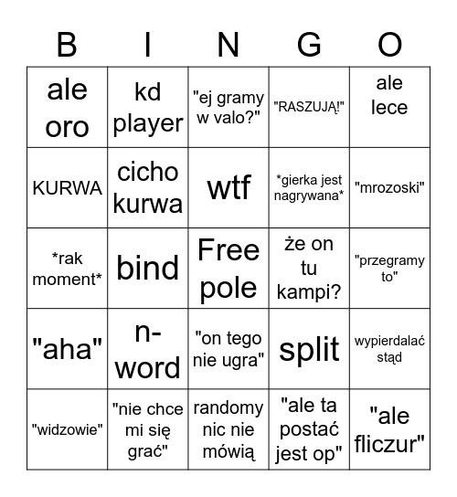 Valorant Bingo Card