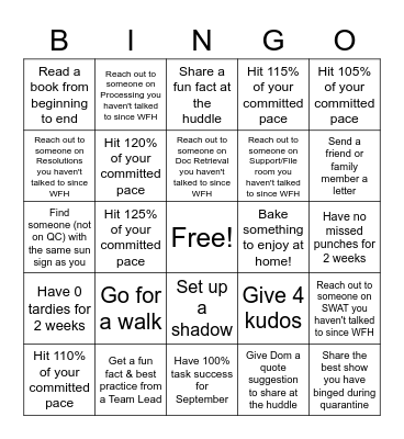 WFH September Bingo Card