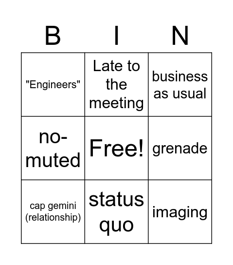 Bill's Bingo Card