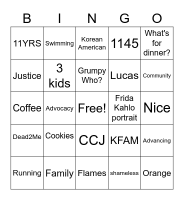 Connie's Coffee Corner Bingo Card