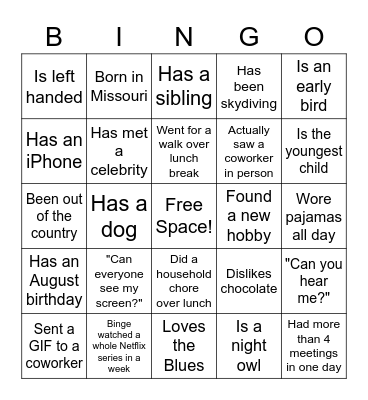 Ice Breaker Bingo Card