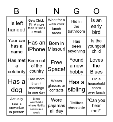 Ice Breaker Bingo Card