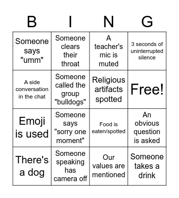 B2SN Bingo Card