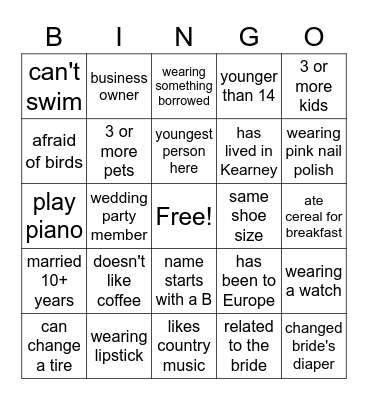 find the guest Bingo Card
