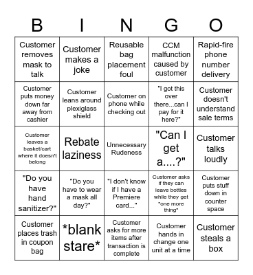 Customer Bingo Card
