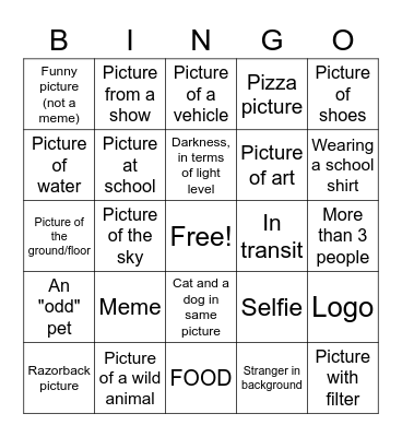 Photo Bingo Card