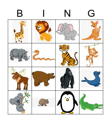 animals Bingo Card