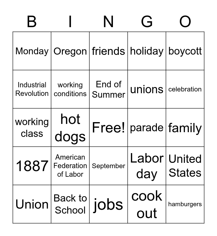 Labor Day Bingo Free Printable Pdf